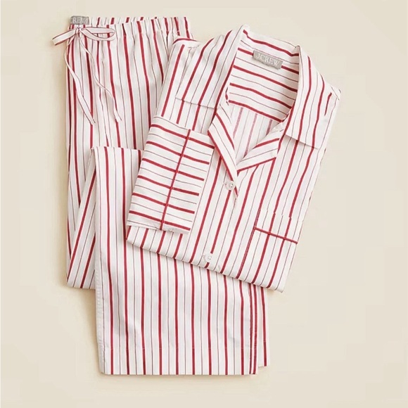 J. Crew Other - J Crew Cotton poplin long-sleeve pajama pant set in peppermint stripe